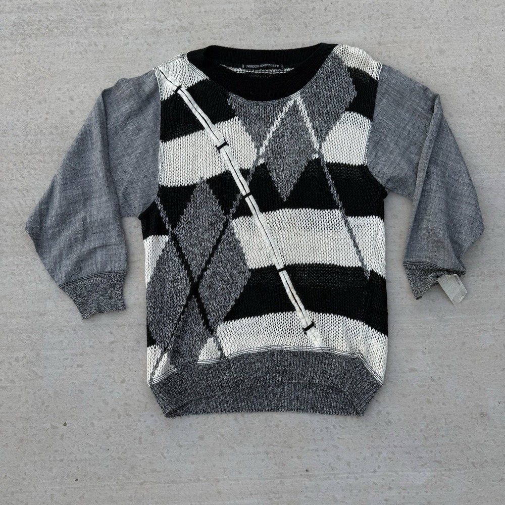 NWT Vintage Umberto Bilancioli Pullover Sweater Made In Italy Loose Knit Black